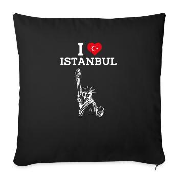 I Love Istanbul Cool Statue Of Liberty Lover Pun - Sofa pillowcase 17,3'' x 17,3'' (45 x 45 cm) - black - Front