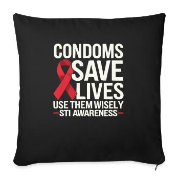 STI Awareness Sexuell übertragbare Infektionen - Sofakissenbezug 45 x 45 cm - Schwarz - Vorne