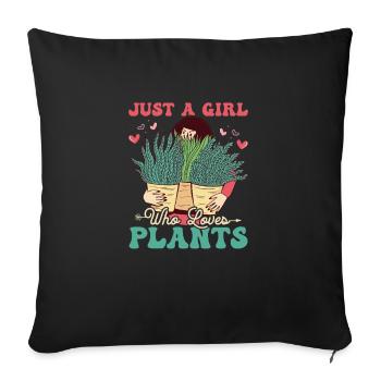 Juste une fille qui aime les plantes Jardinage Botanique - Housse de coussin décorative 45 x 45 cm - noir - Devant