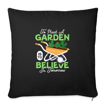 Planter Un Jardin, C’est Croire Jardin Botanique - Housse de coussin décorative 45 x 45 cm - noir - Devant