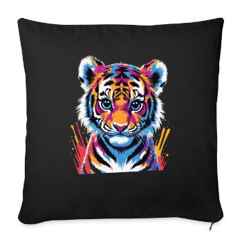 Colorful Tiger Cub – Pop Art Animal Motif - Sofa pillowcase 17,3'' x 17,3'' (45 x 45 cm) - black - Front