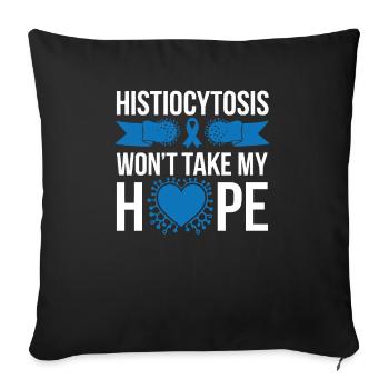 Histiocytosis Awareness Blood Disease Blue Ribbon - Sofa pillowcase 17,3'' x 17,3'' (45 x 45 cm) - black - Front