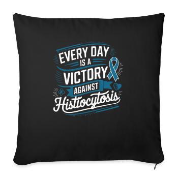Histiocytosis Awareness Blood Disease Blue Ribbon - Sofa pillowcase 17,3'' x 17,3'' (45 x 45 cm) - black - Front