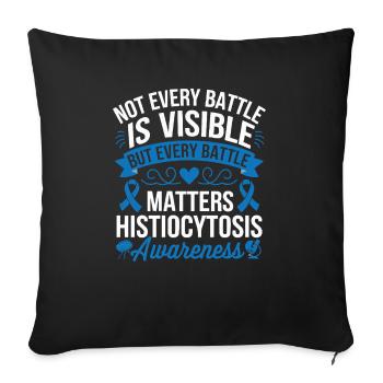 Histiocytosis Awareness Blood Disease Blue Ribbon - Sofa pillowcase 17,3'' x 17,3'' (45 x 45 cm) - black - Front