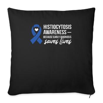 Histiocytosis Awareness Blood Disease Blue Ribbon - Sofa pillowcase 17,3'' x 17,3'' (45 x 45 cm) - black - Front