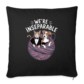 Cute Cat & Dog Inseparable Design - Sofa pillowcase 17,3'' x 17,3'' (45 x 45 cm) - black - Front