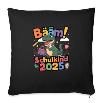 Schulkind 2025 Einschulung Schulanfang - Sofakissenbezug 45 x 45 cm - Schwarz - Vorne