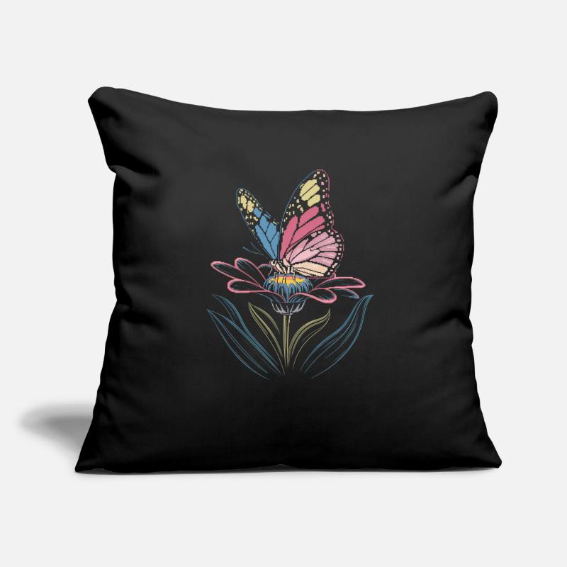 Papillon vibrant sur la conception de la fleur Housse de coussin décorative 45 x 45 cm
