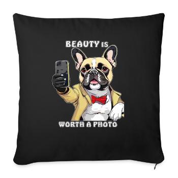 LA BEAUTÉ DU SMARTPHONE POUR CHIEN VAUT UNE PHOTO - Housse de coussin décorative 45 x 45 cm - noir - Devant