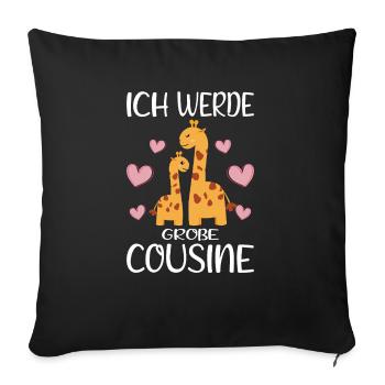 Cousine Ich werde große Cousine Baby Giraffen - Sofakissenbezug 45 x 45 cm - Schwarz - Vorne