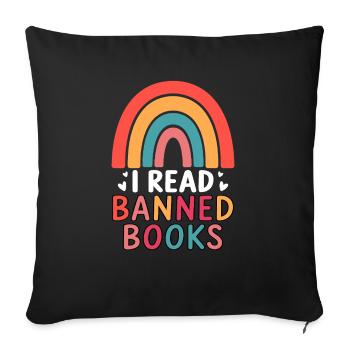 Reading forbidden books - Sofa pillowcase 17,3'' x 17,3'' (45 x 45 cm) - black - Front