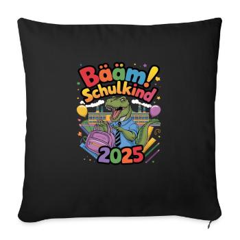 Schulkind 2025 Einschulung Schulanfang - Sofakissenbezug 45 x 45 cm - Schwarz - Vorne