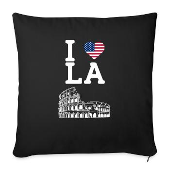 J’aime Los Angeles Cool Heart Flag Colosseum Jeu de mots - Housse de coussin décorative 45 x 45 cm - noir - Devant