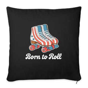 "Born to Roll" Retro Skates Design - Sofakissenbezug 45 x 45 cm - Schwarz - Vorne