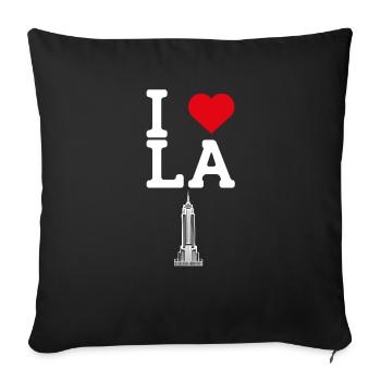 J’aime LA Heart Flag Estate Cool Los Angeles États-Unis - Housse de coussin décorative 45 x 45 cm - noir - Devant