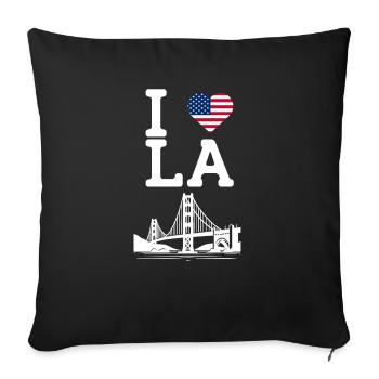 I Love LA Golden Gate Bridge Los Angeles Flag Pun - Sofa pillowcase 17,3'' x 17,3'' (45 x 45 cm) - black - Front