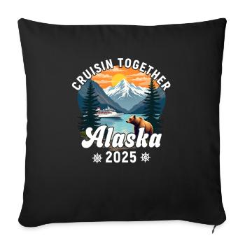 Croisière Alaska 2025 - Housse de coussin décorative 45 x 45 cm - noir - Devant