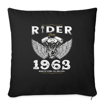 Motard depuis 1963 - 62 ans, toujours brûlant du gaz - Housse de coussin décorative 45 x 45 cm - noir - Devant
