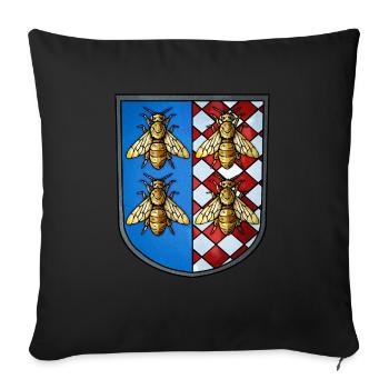 Wappen Bienen - Sofakissenbezug 45 x 45 cm - Schwarz - Vorne