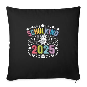 School Child 2025 School Enrollment Back to School - Sofa pillowcase 17,3'' x 17,3'' (45 x 45 cm) - black - Front