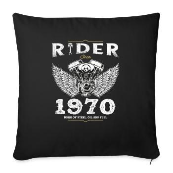 Cycliste depuis 1970 - 55 ans de routes ouvertes et - Housse de coussin décorative 45 x 45 cm - noir - Devant