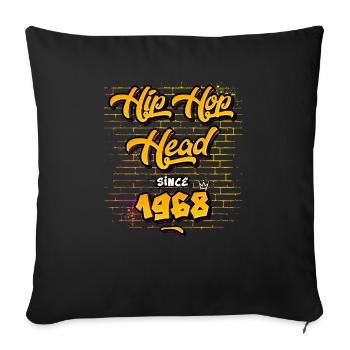 Tête de hip-hop depuis 1968 - 57 ans de comptines - Housse de coussin décorative 45 x 45 cm - noir - Devant