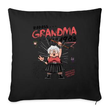 Badass Grandma depuis 1983 – 42 ans de plaisir - Housse de coussin décorative 45 x 45 cm - noir - Devant