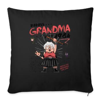 Badass Grandma Since 1984 – 41 ans de rock - Housse de coussin décorative 45 x 45 cm - noir - Devant