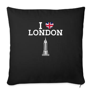 I Love London Heart Flag United Kingdom State Pun - Sofa pillowcase 17,3'' x 17,3'' (45 x 45 cm) - black - Front