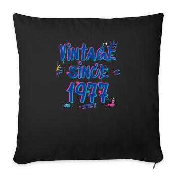 Vintage 1977 Graffiti Glitch - 48 ans de style - Housse de coussin décorative 45 x 45 cm - noir - Devant