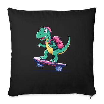Dino Life is better if you hoverboard - Sofa pillowcase 17,3'' x 17,3'' (45 x 45 cm) - black - Front