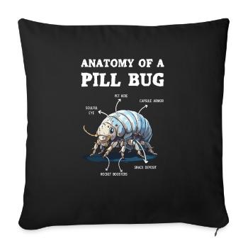 Anatomy of a pill bug - Sofa pillowcase 17,3'' x 17,3'' (45 x 45 cm) - black - Front