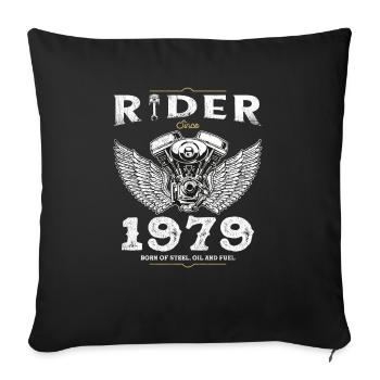 Cycliste depuis 1979 - 46 ans, né pour rouler, construit - Housse de coussin décorative 45 x 45 cm - noir - Devant