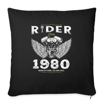 Cycliste depuis 1980 - 45 ans de routes ouvertes et - Housse de coussin décorative 45 x 45 cm - noir - Devant