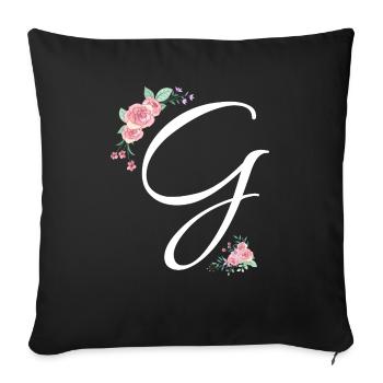 Letter g flowers - Sofa pillowcase 17,3'' x 17,3'' (45 x 45 cm) - black - Front