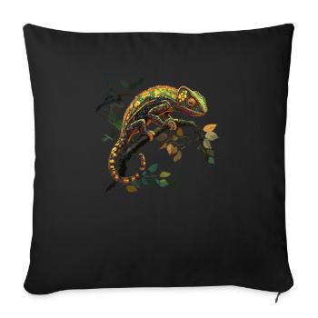 Colorful chameleon on a branch - Sofa pillowcase 17,3'' x 17,3'' (45 x 45 cm) - black - Front