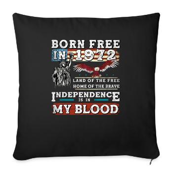 Né libre en 1972 - 53 ans de vraie liberté - Housse de coussin décorative 45 x 45 cm - noir - Devant