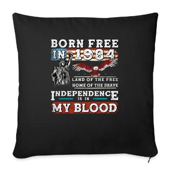 Né libre en 1984 - Millésime 41 ans de rouge, - Housse de coussin décorative 45 x 45 cm - noir - Devant
