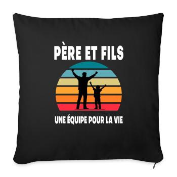 père et fils papa complices vintage duo assorti - Housse de coussin décorative 45 x 45 cm - noir - Devant