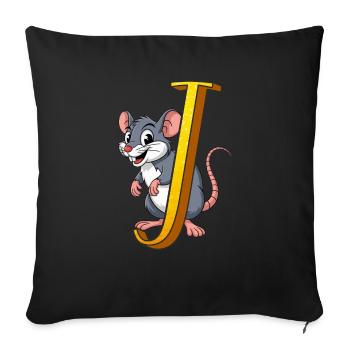 Letter J - Sofa pillowcase 17,3'' x 17,3'' (45 x 45 cm) - black - Front