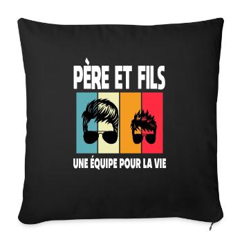 père et fils papa lunettes vintage duo complices - Housse de coussin décorative 45 x 45 cm - noir - Devant