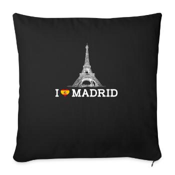 I Love Madrid Cool Heart Flag Eiffel Tower Humor - Sofa pillowcase 17,3'' x 17,3'' (45 x 45 cm) - black - Front