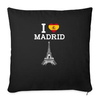 I Love Madrid Spain Tower Lover Cool Heart Flag - Sofa pillowcase 17,3'' x 17,3'' (45 x 45 cm) - black - Front