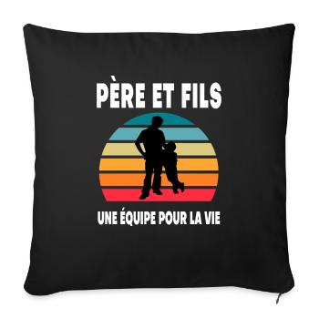père et fils papa vintage duo assorti complices - Housse de coussin décorative 45 x 45 cm - noir - Devant