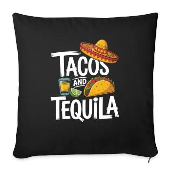 Chemise de fête tacos et tequila - Housse de coussin décorative 45 x 45 cm - noir - Devant