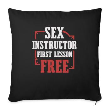 Chemise d’instructeur de sexe - Première leçon gratuite - Housse de coussin décorative 45 x 45 cm - noir - Devant