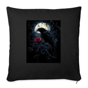 Raven Rose Moon Gloomy Gothic Black Crow - Sofa pillowcase 17,3'' x 17,3'' (45 x 45 cm) - black - Front