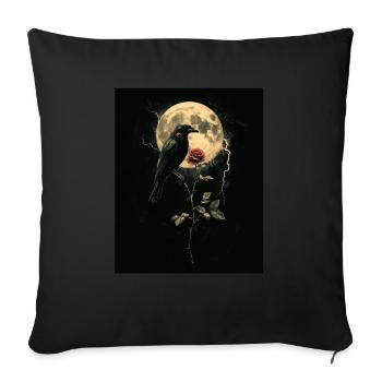 Raven Rose Moon Gloomy Gothic Black Crow - Sofa pillowcase 17,3'' x 17,3'' (45 x 45 cm) - black - Front