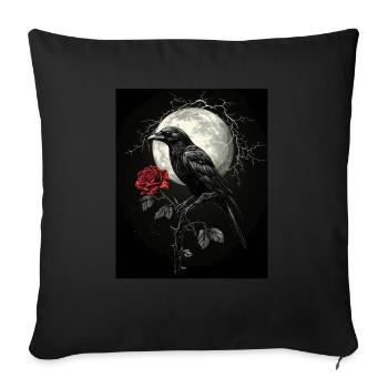 Raven Rose Moon Gloomy Gothic Black Crow - Sofa pillowcase 17,3'' x 17,3'' (45 x 45 cm) - black - Front