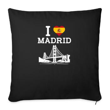 I Love Madrid Cool Golden Gate Bridge Spain Flag - Sofa pillowcase 17,3'' x 17,3'' (45 x 45 cm) - black - Front